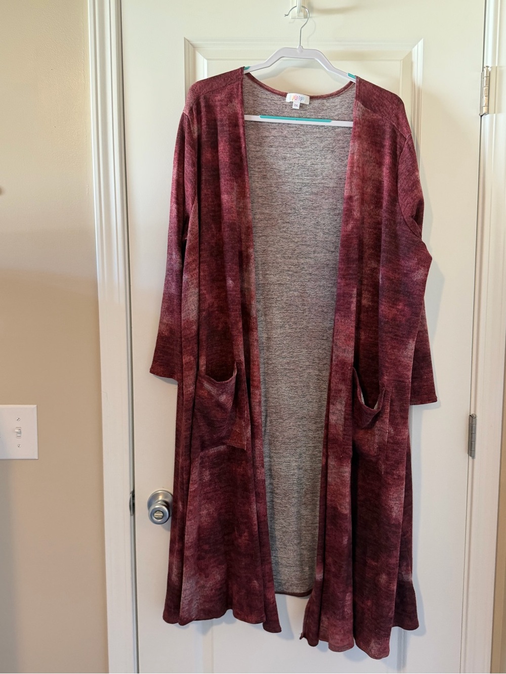 LuLaRoe Long Open-Front Cardigan - Burgundy Heather